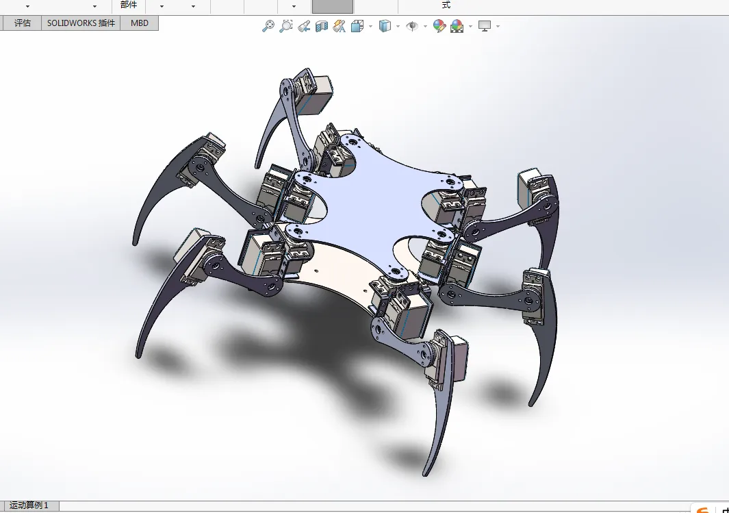 Z1911-六足仿生机器人设计【含SW三维图】