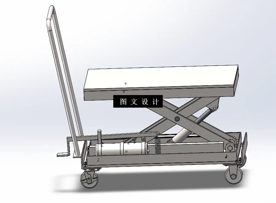 N6464-滚轮脚踏式液压升降平台车设计【含SW三维图】