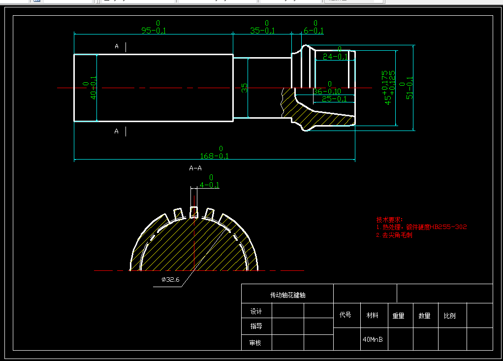 M035-花键传动轴零件的机械加工工艺及夹具设计