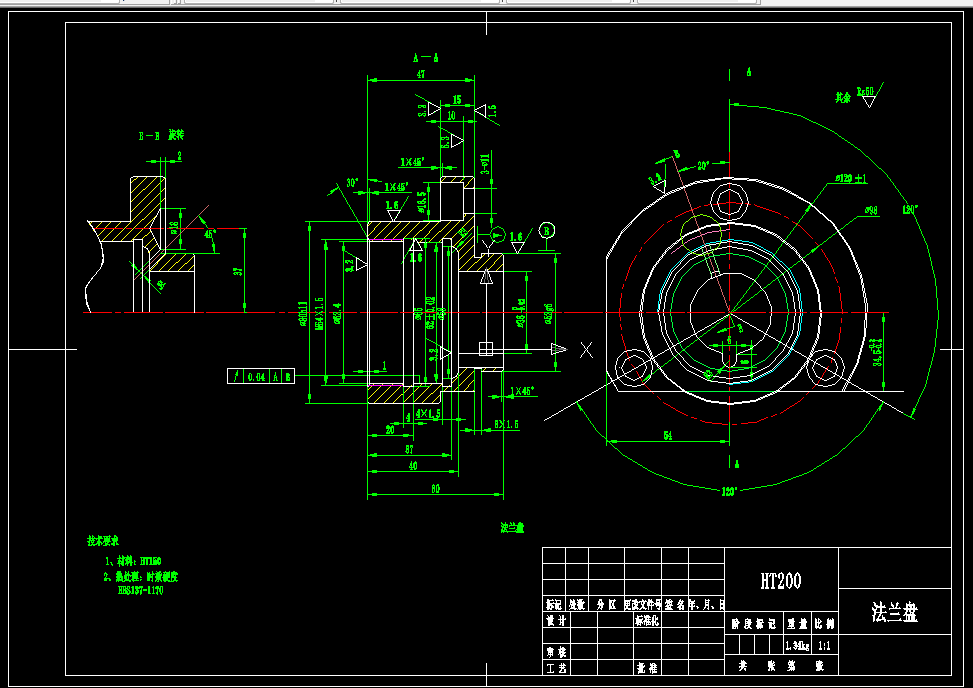 KS580-法兰盘84003加工工艺及车Ф80h11外圆夹具设计