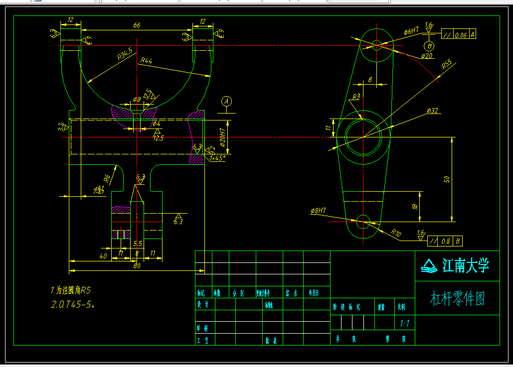 KS600B-CA1340自动车床杠杆[杠杆三]加工工艺及钻长80直径φ20的孔夹具设计