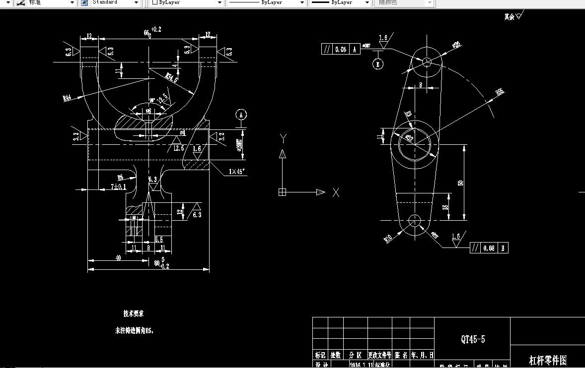 KS600D-CA1340自动车床杠杆[杠杆三]工艺及钻Φ6H7两孔夹具设计