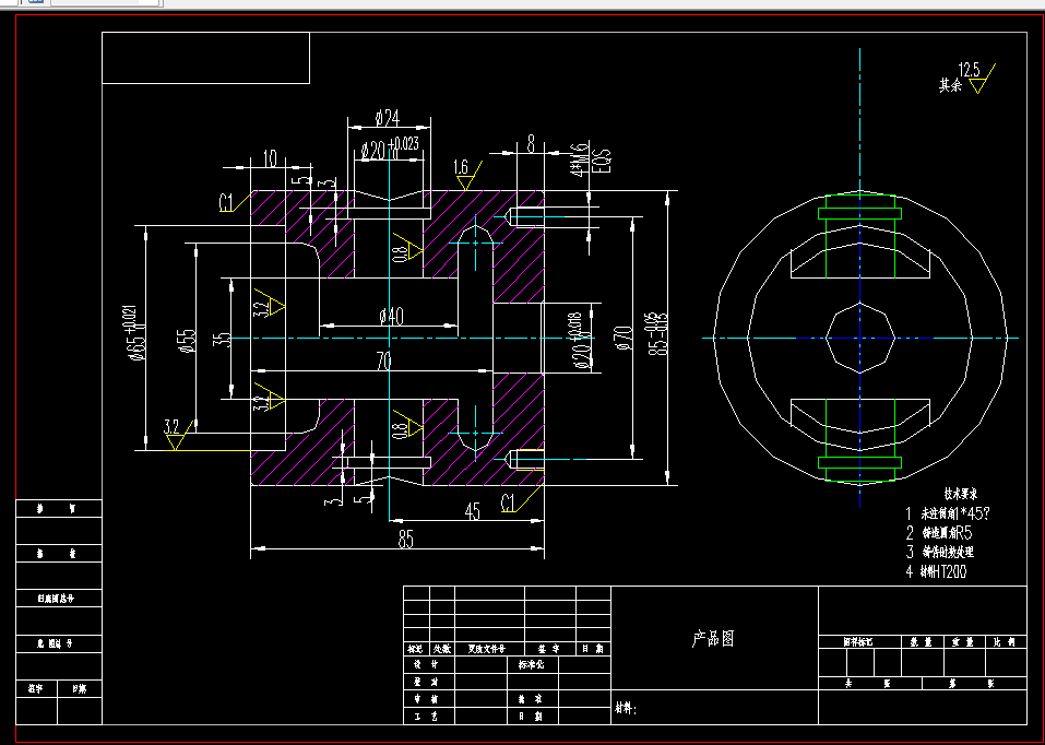 K667A-十字头的工艺规程及车φ65孔夹具设计-1000件小批量