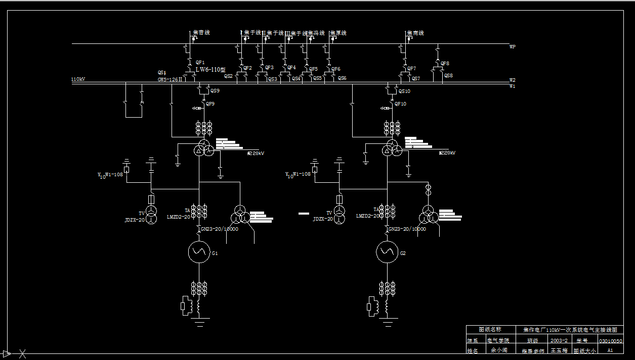 D151-焦作电厂110kV一次系统设计