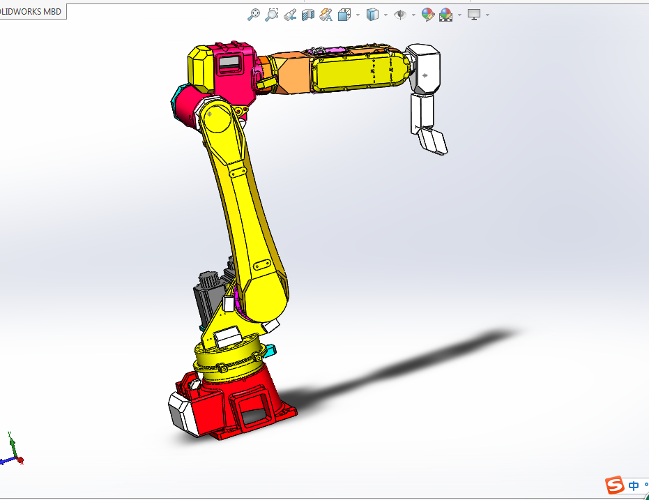H213-关节机器人设计及运动学分析[含SW三维图]