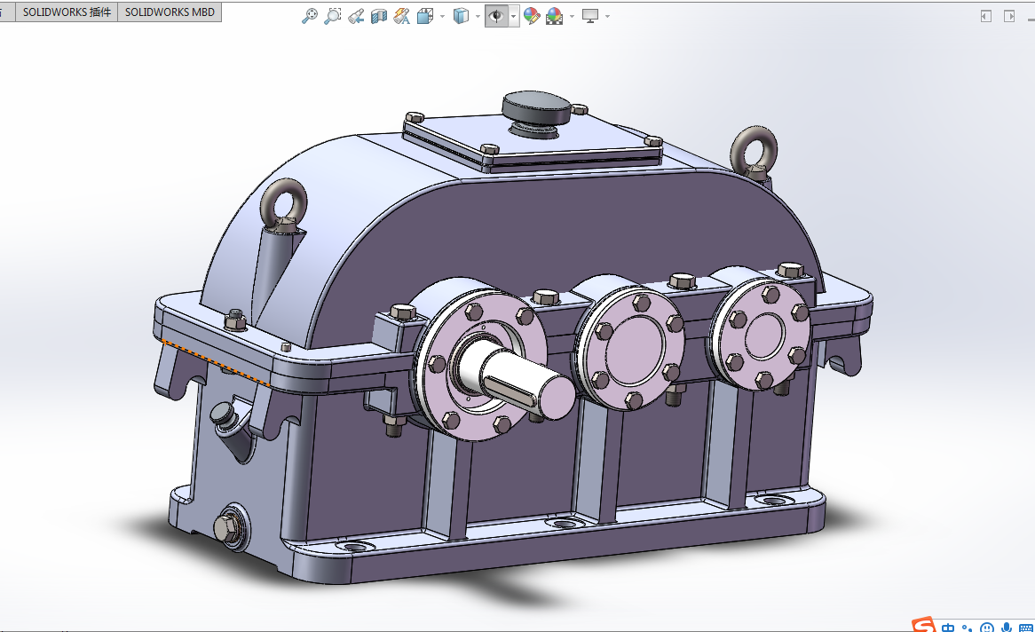 H404-带式输送机传动装置二级展开式圆柱齿轮减速器【含SW三维动画】F=1555N，D=270，V=0.75ms