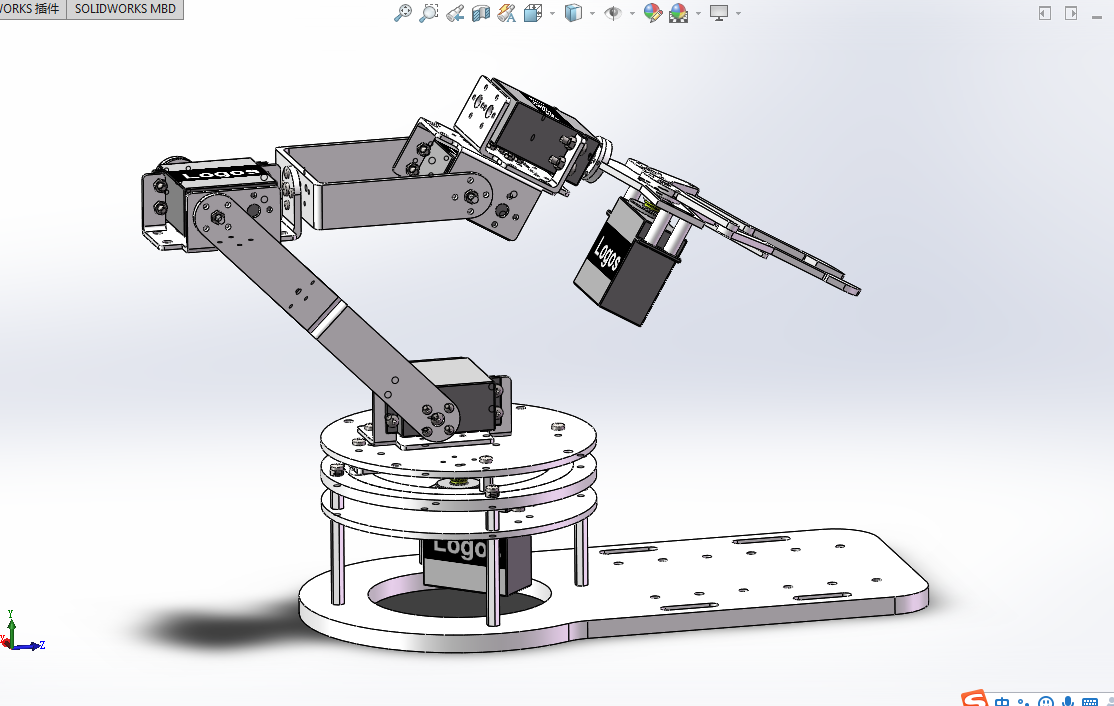 H621-六自由度机械臂的结构设计与仿真分析[含SW三维图]