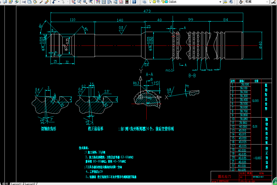 i348金属切削刀具课程设计-圆孔拉刀设计及矩形花键铣刀设计400mpa，40X40