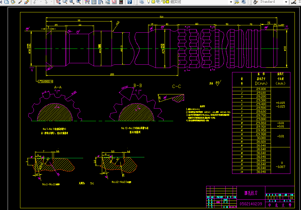 i414金属切削刀具课程设计-矩形花键拉刀与矩形花键铣刀的设计610mpa，30mm