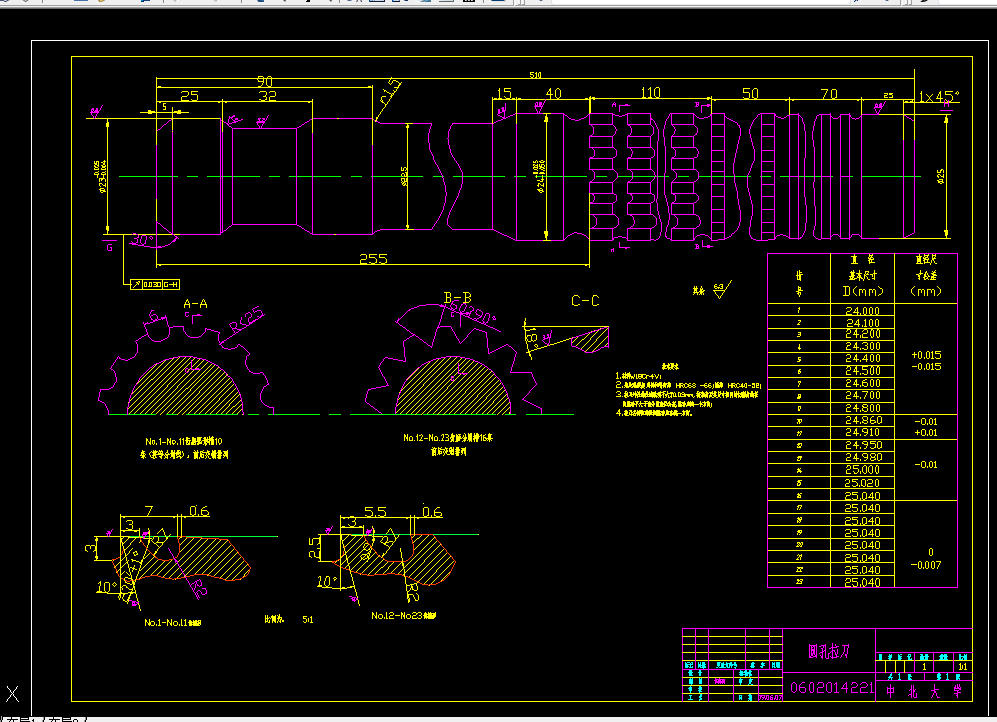 i418金属切削刀具课程设计-圆孔拉刀及矩形花键铣刀设计400mpa，32mm