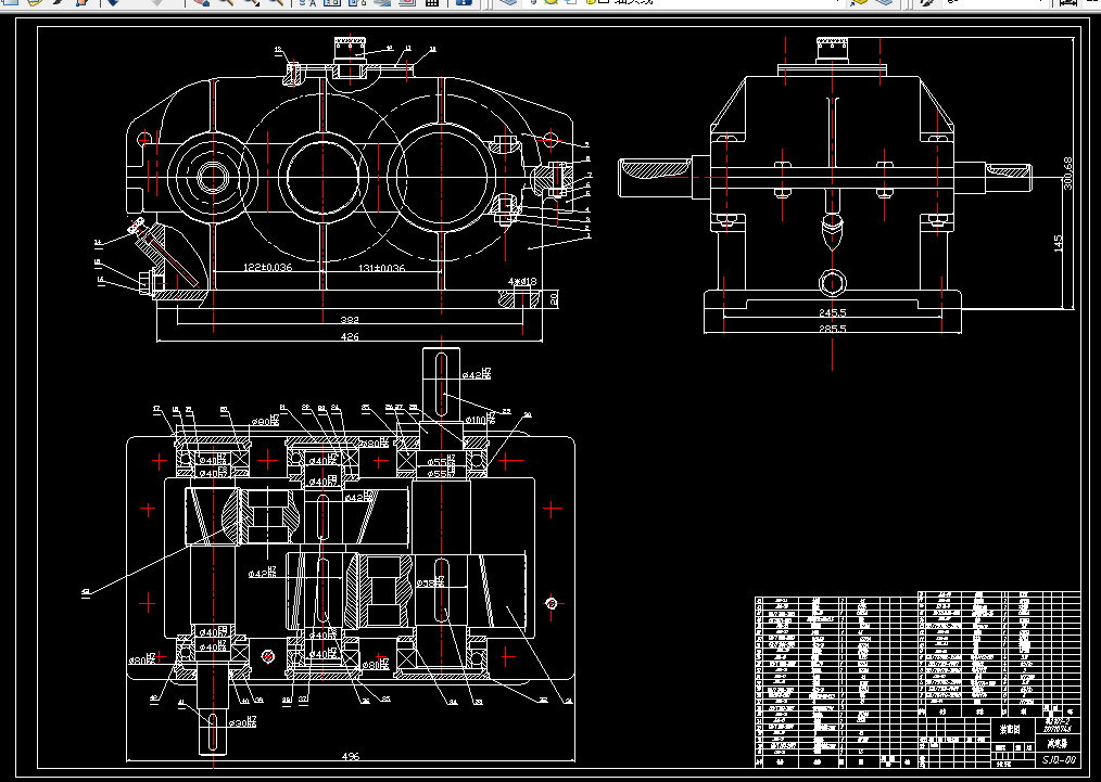 J601-设计带式输送机传动装置中的两级齿轮减速器F=2400,V=1.2,D=300