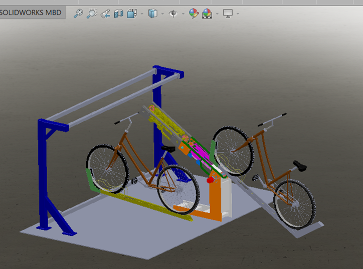 K247-自行车停放装置结构设计[含SW三维图]