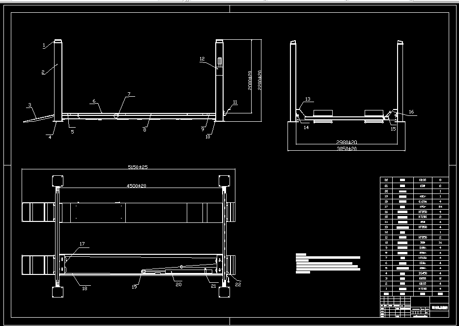 L904-可四轮定位四柱式汽车举升机设计