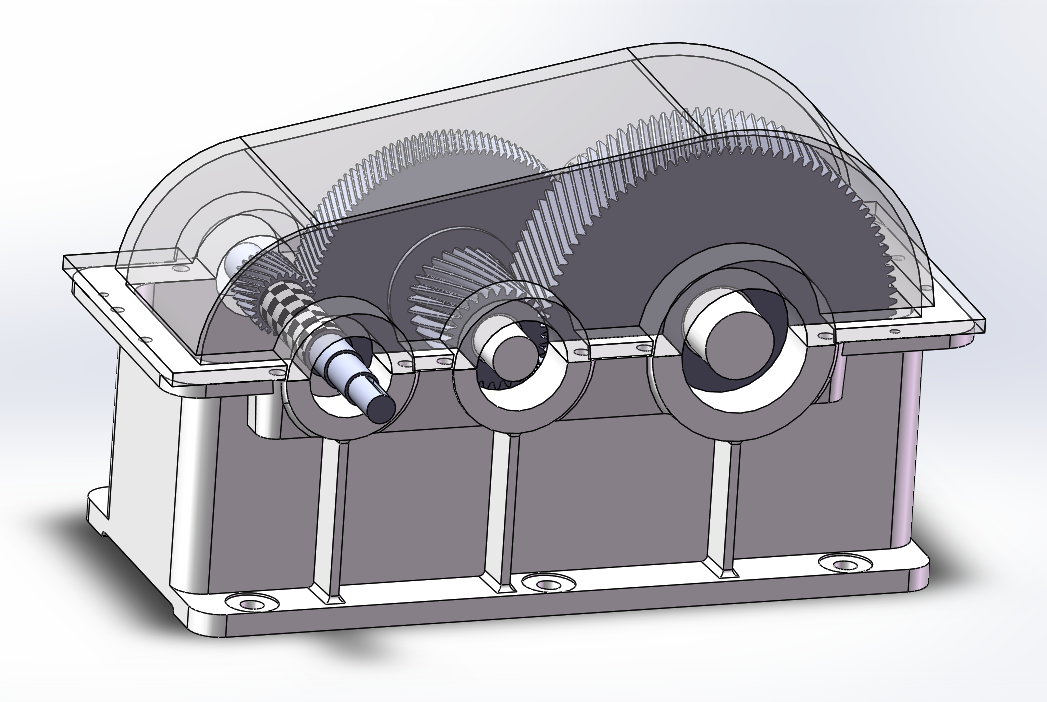 M313-V带传动二级圆柱斜齿轮减速器设计【含SW三维】F1.9,V1.3,D300