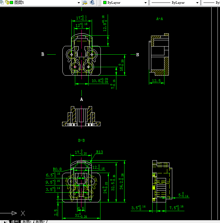 P030-双向水晶头接线座注射成型工艺研究及模具设计