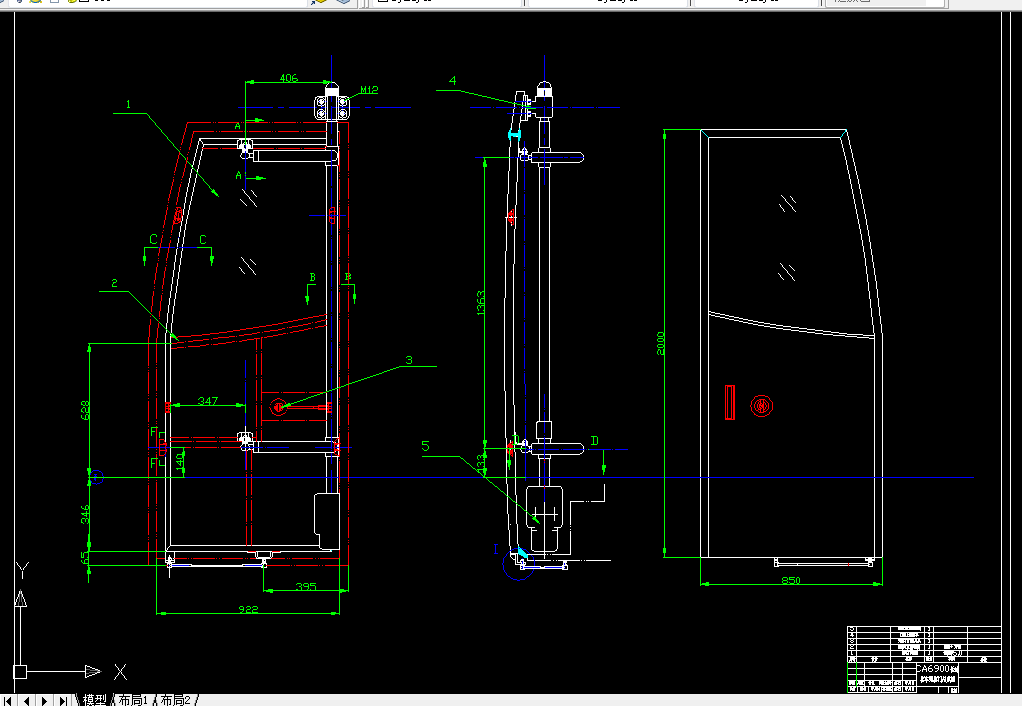 P114-CA6900长途客车乘客门及舱门设计-车门