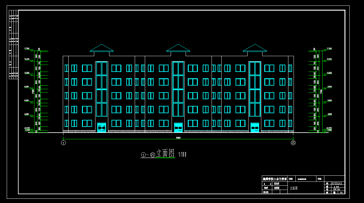 U018-某五层框架住宅楼设计3600平米【3单元1户型】