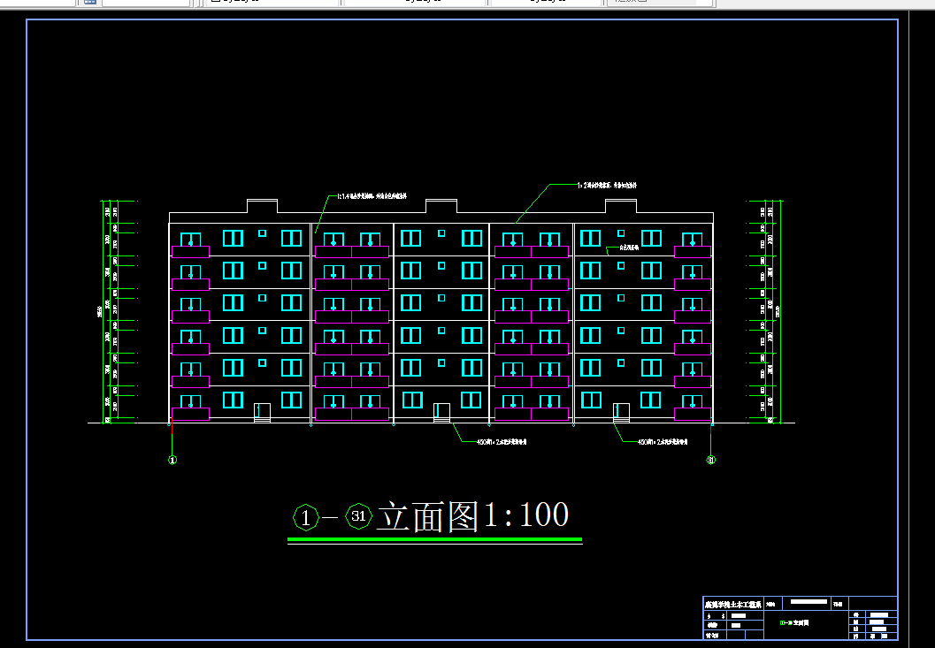 V261-某市六层小区框架住宅楼设计3600平米【三单元两户型】