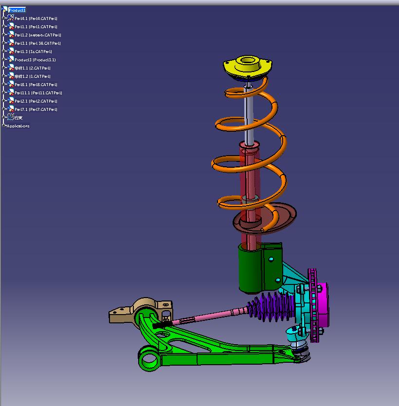 W065-汽车麦弗逊悬架设计及运动学分析[含Catia三维图]