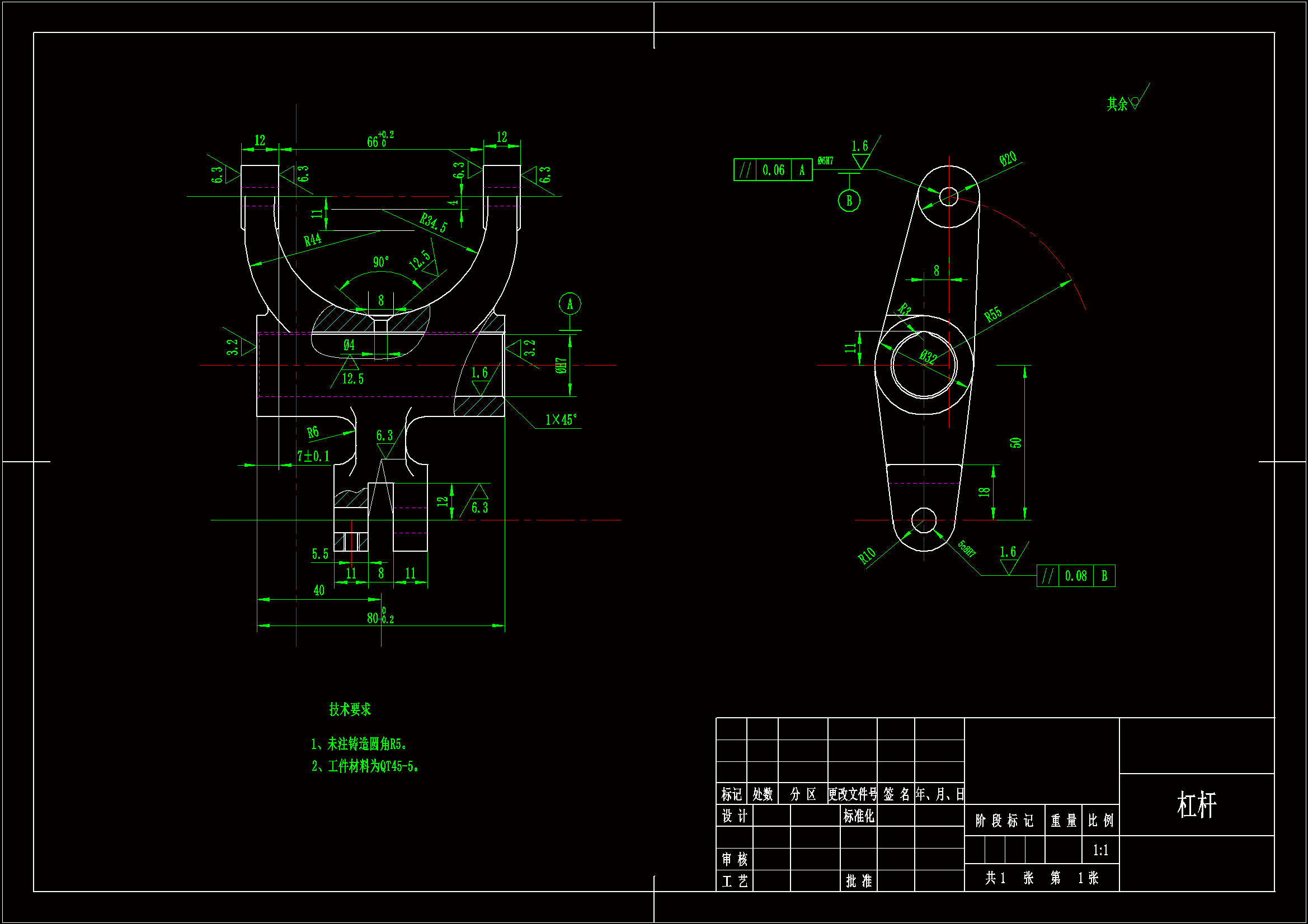 M6782-CA1340自动车床杠杆[杠杆三]工艺及钻M4螺纹孔夹具设计