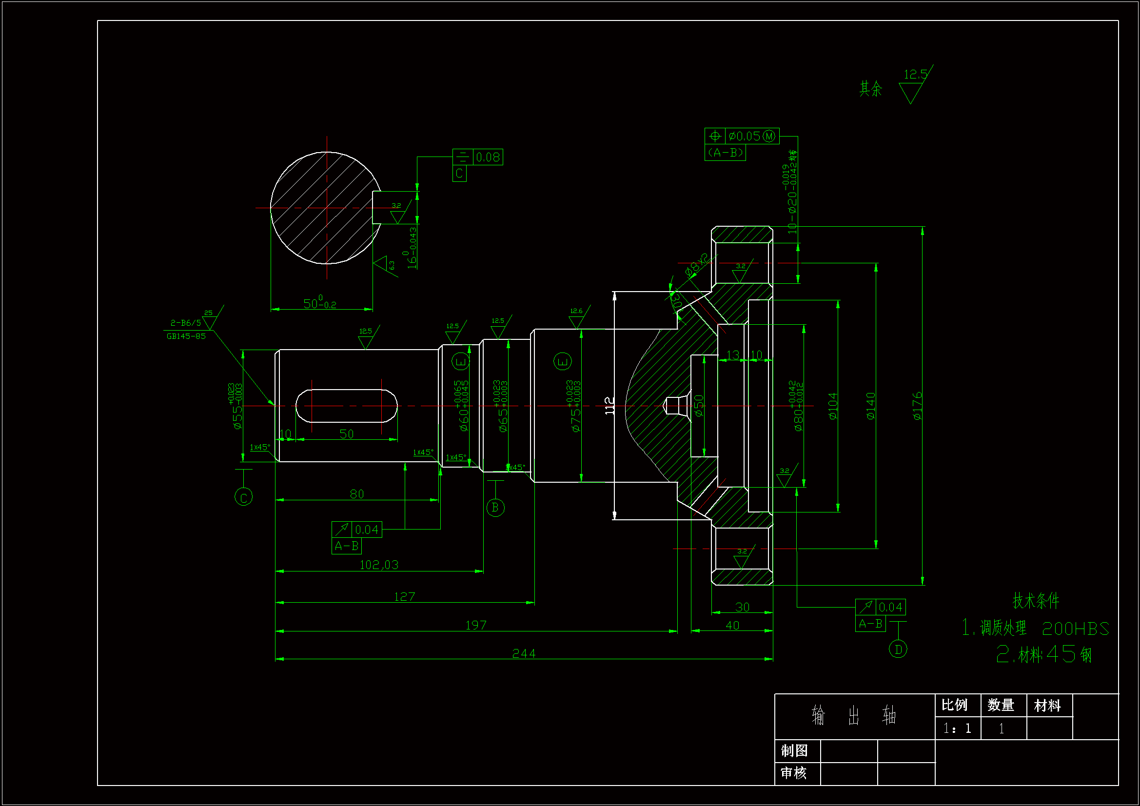 JJ038-CA6140车床输出轴工艺和镗孔φ80夹具设计[车床镗孔夹具]