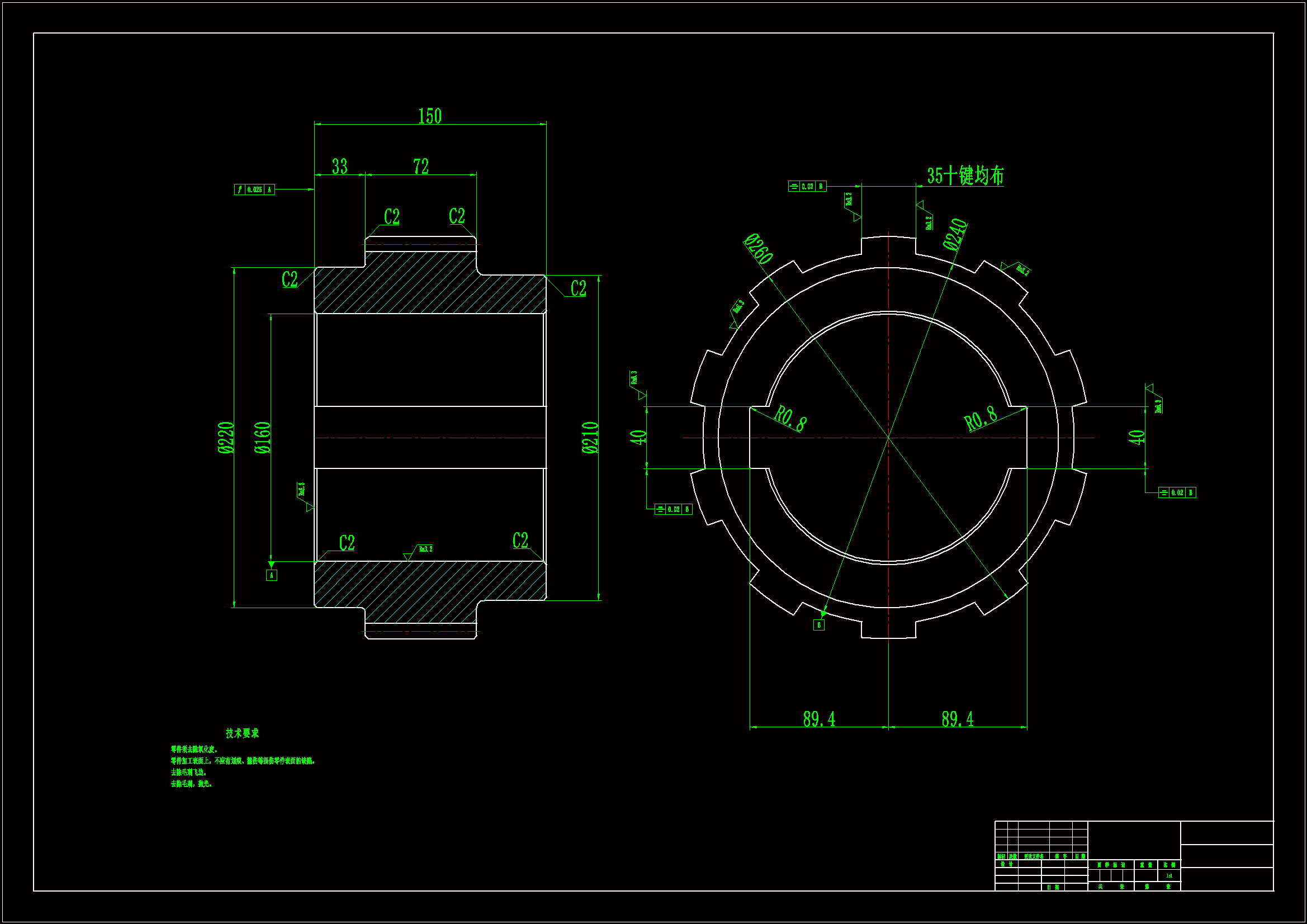 K1797B-花键轴机械加工工艺规程及车φ260外圆夹具设计[长150]