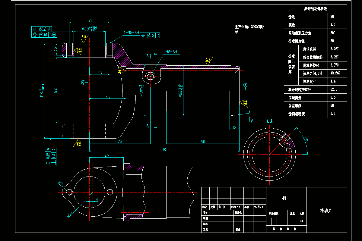 JJ2850-万向节滑动叉工艺及钻φ39孔夹具设计