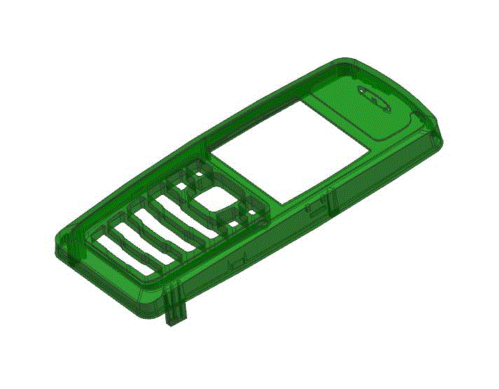 JJ1749-按键老人手机盖前外壳注塑模具设计-侧抽芯[含UG三维图]