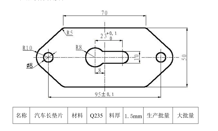 JJ2597-汽车长垫片（BS14-F118）钣金成形工艺及冲压模具设计-孔距95