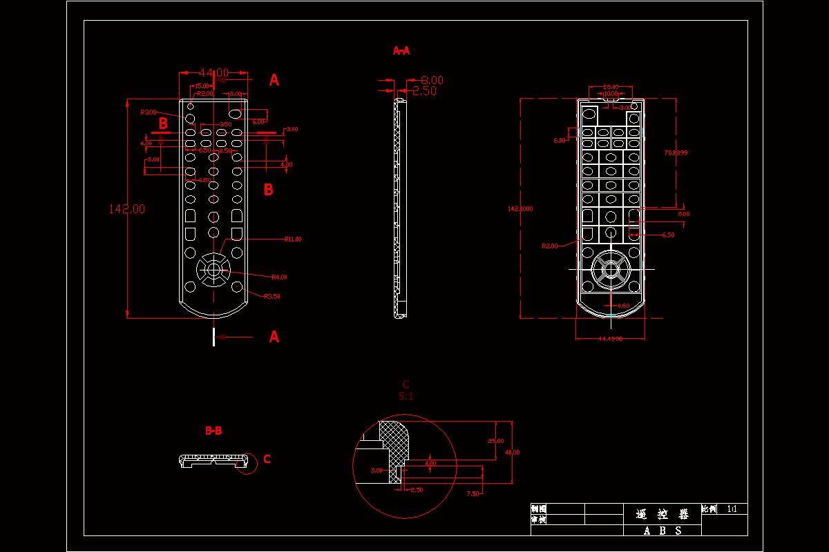 JJ3505-遥控器上盖的注塑模具设计-滑块抽芯