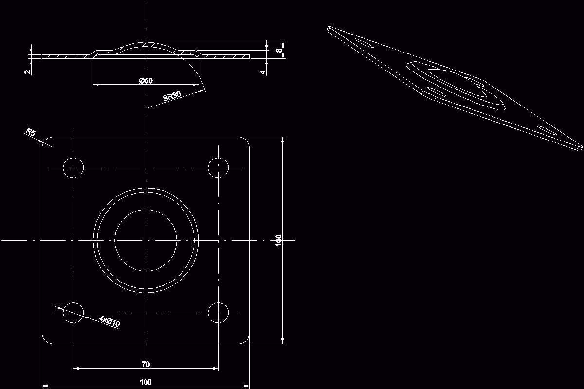 JJ4168-厚板压盖切边冲孔、拉伸模冲压模具设计
