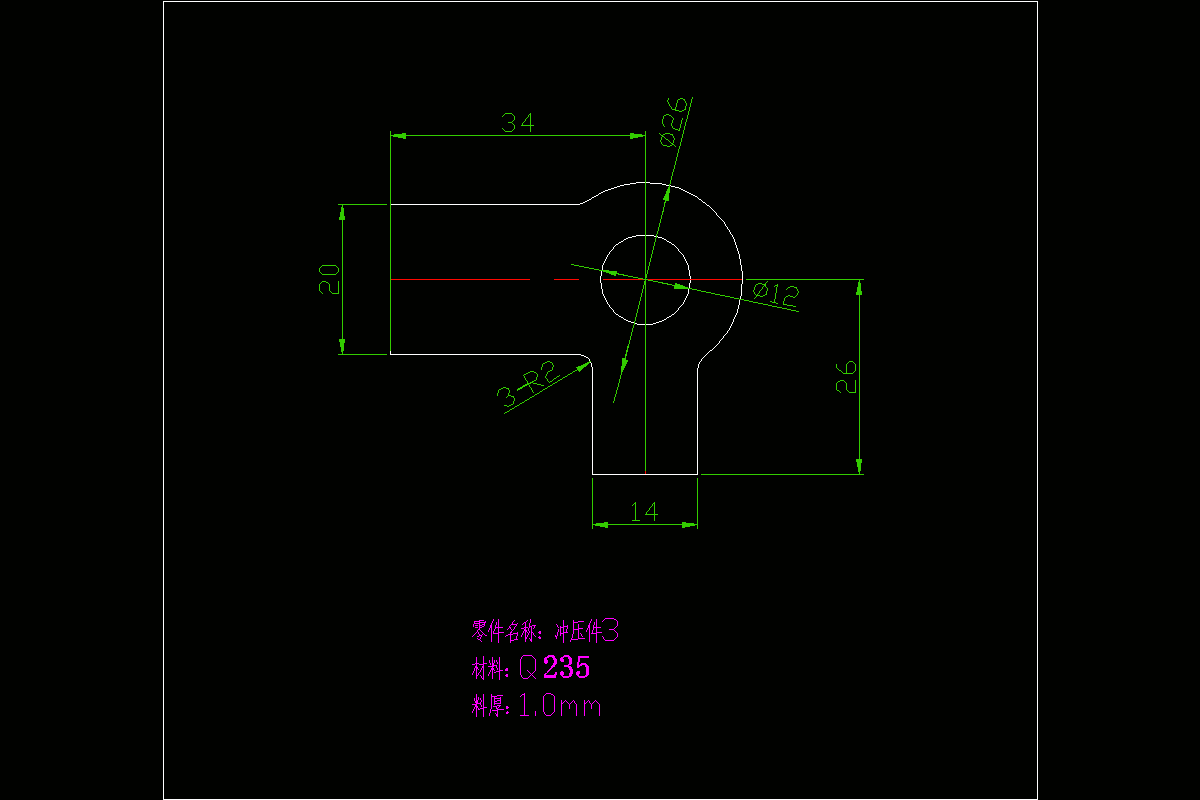 JJ5555-L形垫板垫片冲压件冲压模具设计-外径26【含Proe三维图】