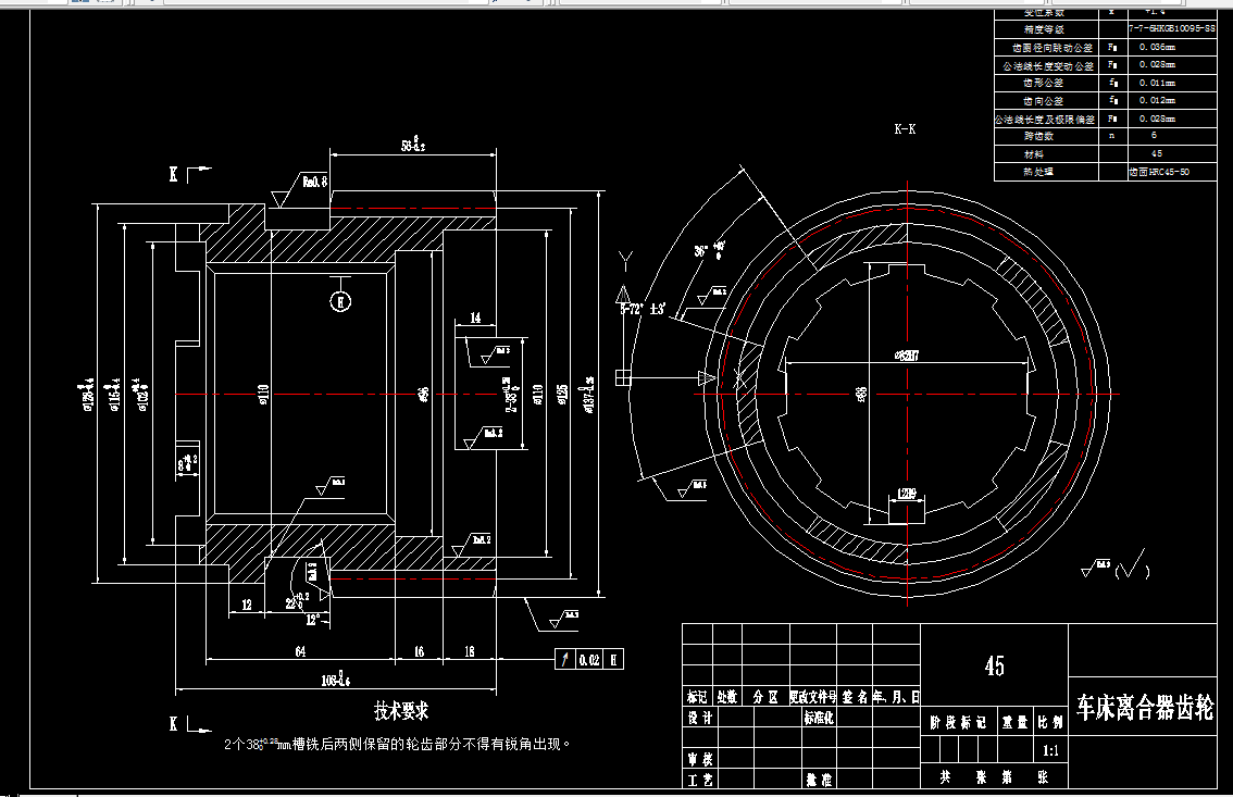 P442-车床离合器齿轮加工工艺及铣顶部两38宽槽夹具设计