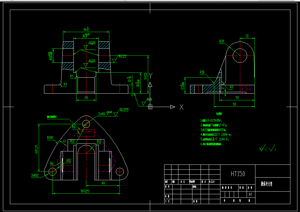 M6906-操纵杆支架工艺及钻3-φ11孔夹具设计[气动夹具]