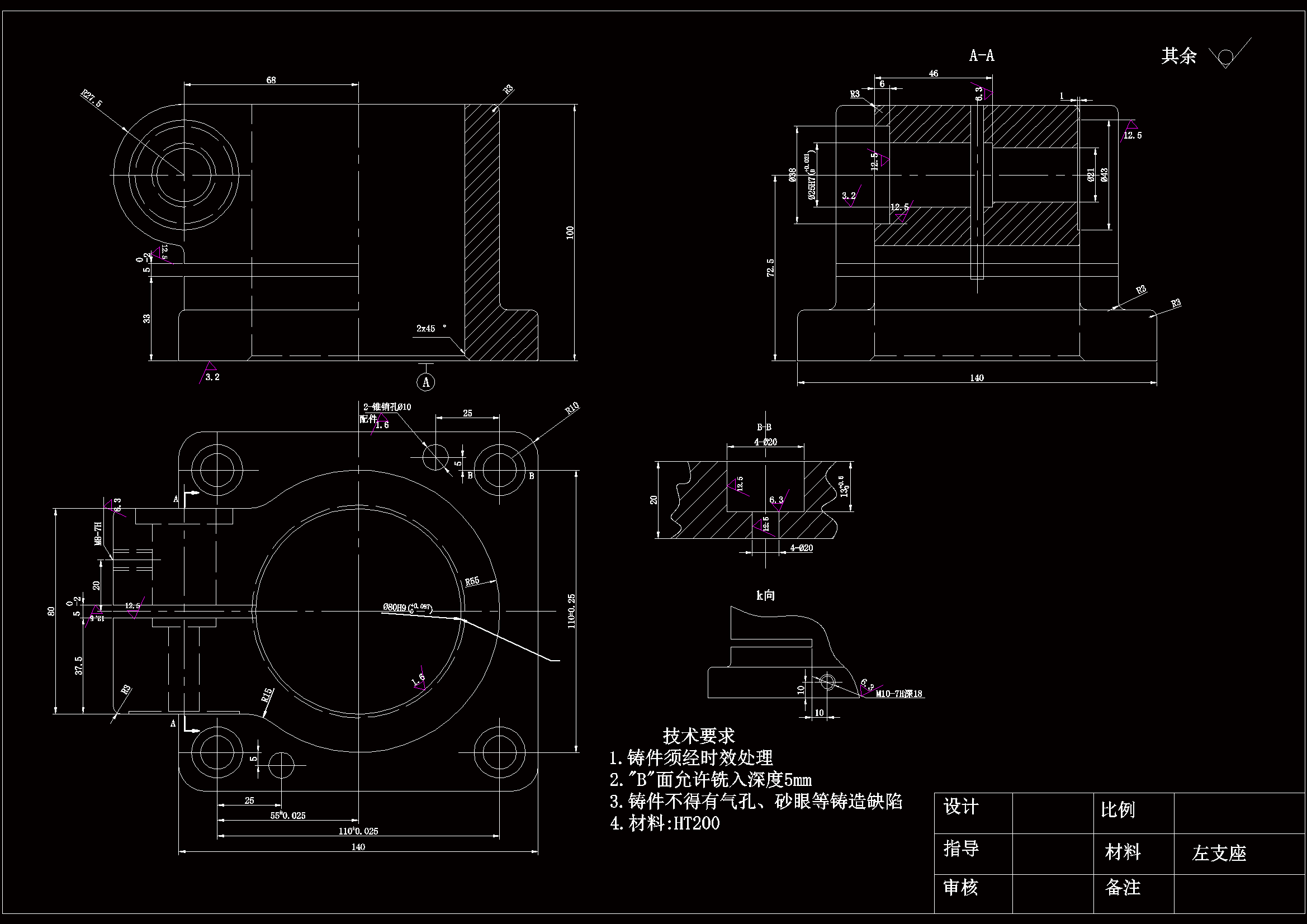 JJ8395-左支座机械加工工艺规程及钻4-φ20孔夹具设计