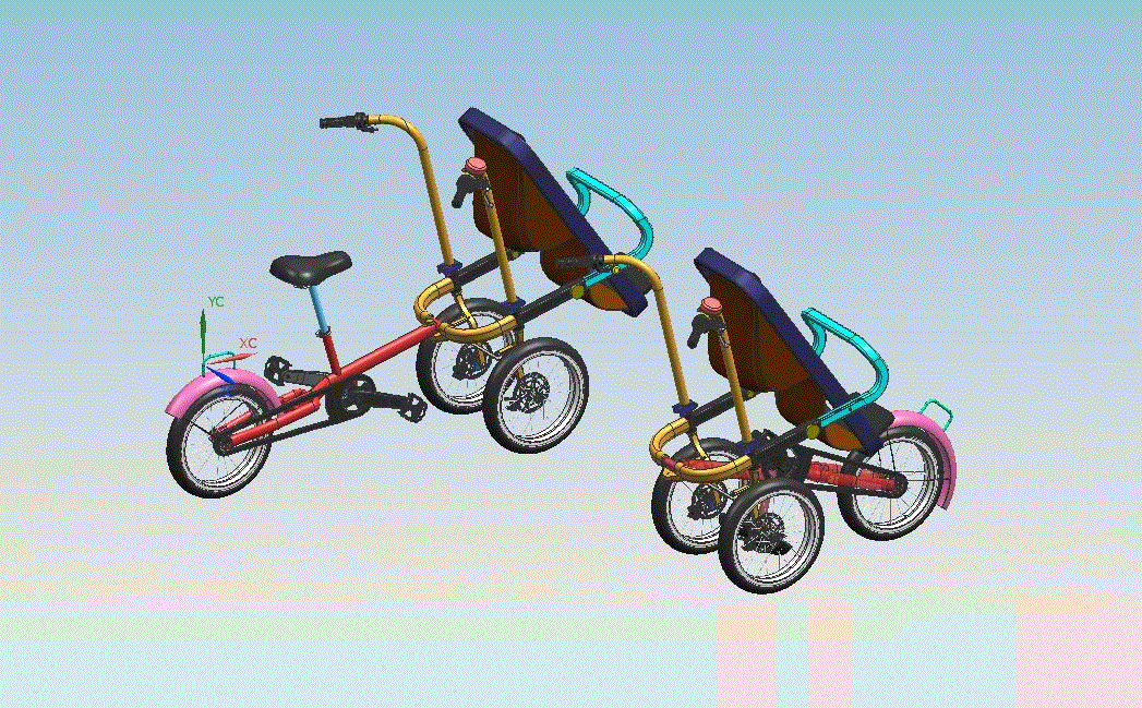 JJ9187-多功能骑行亲子母婴车结构设计【含UG三维图】