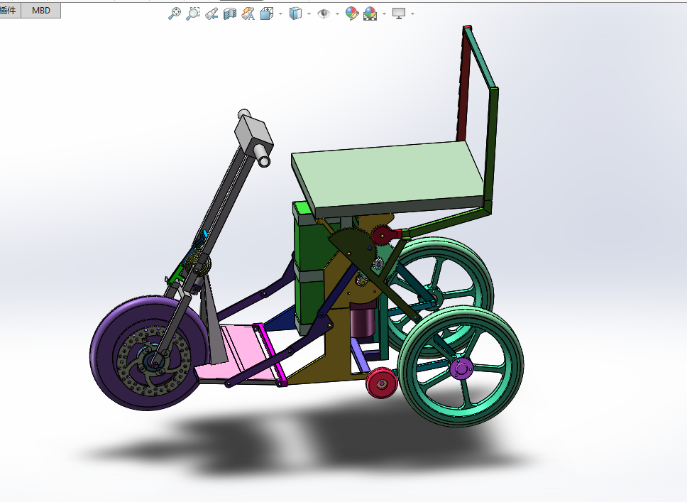 P818-便携式机动三轮车结构设计-可折叠老年电动代步车【含SW三维】