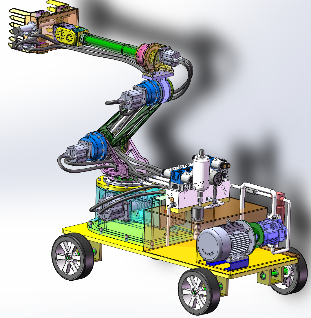 JJ9303-液压机器人结构及液压系统设计【含SW三维图】