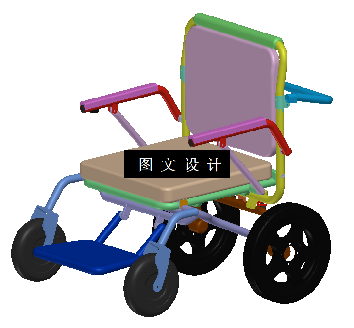 M1268-手推便携式折叠轮椅设计[含SW三维图]