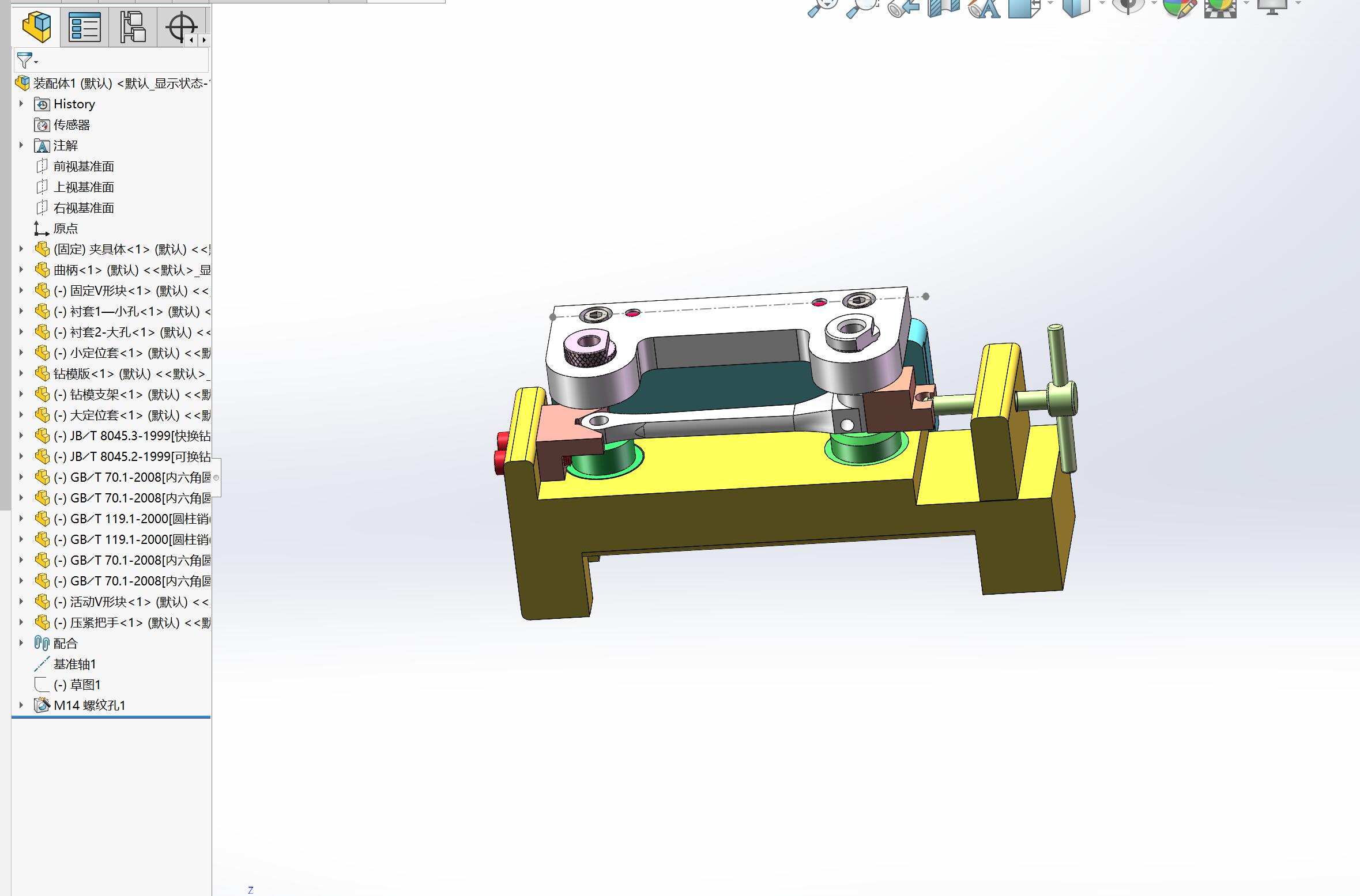 M7195-自行车右曲柄钻φ16和M14孔夹具设计[含SW三维图]