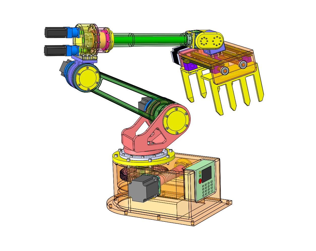 M7519-六自由度搬运码垛机械手结构设计[含SW三维图]