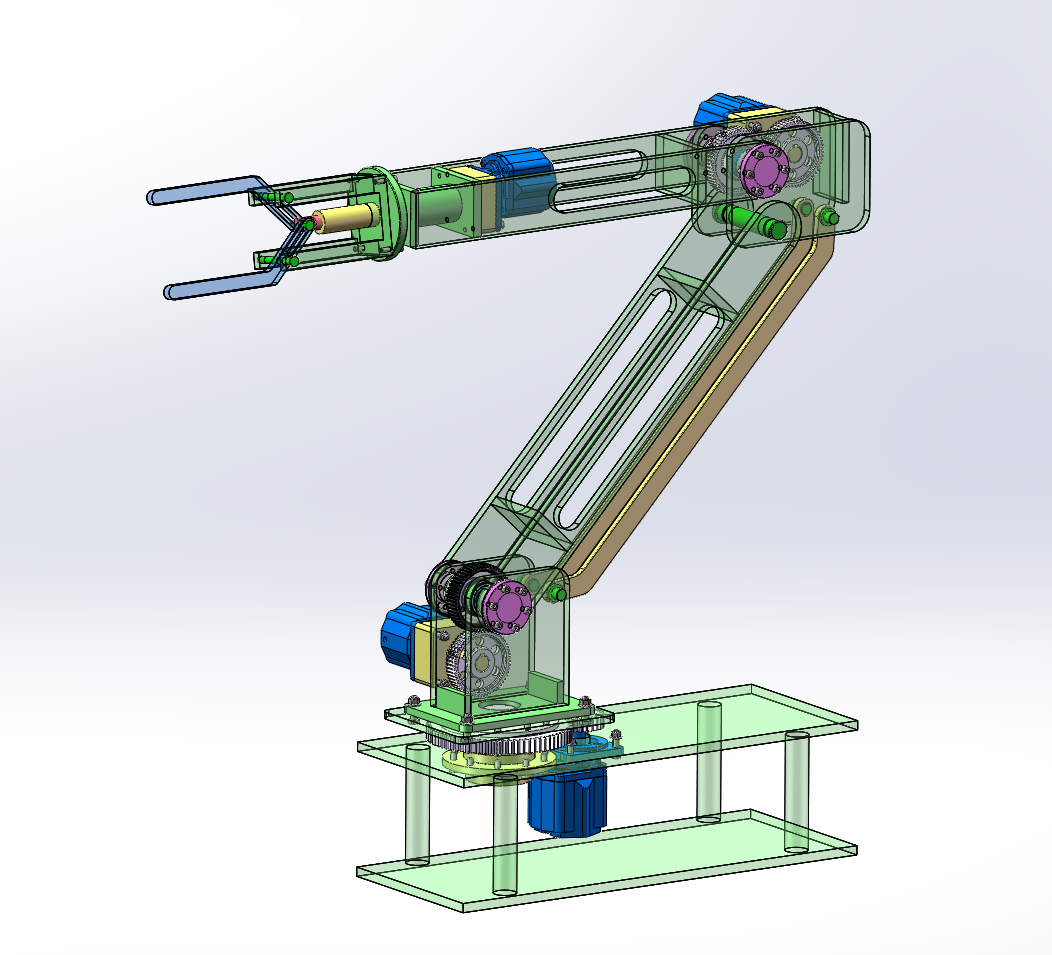 M7545-五自由度液压机械手结构设计及三维建模[含SW三维图]