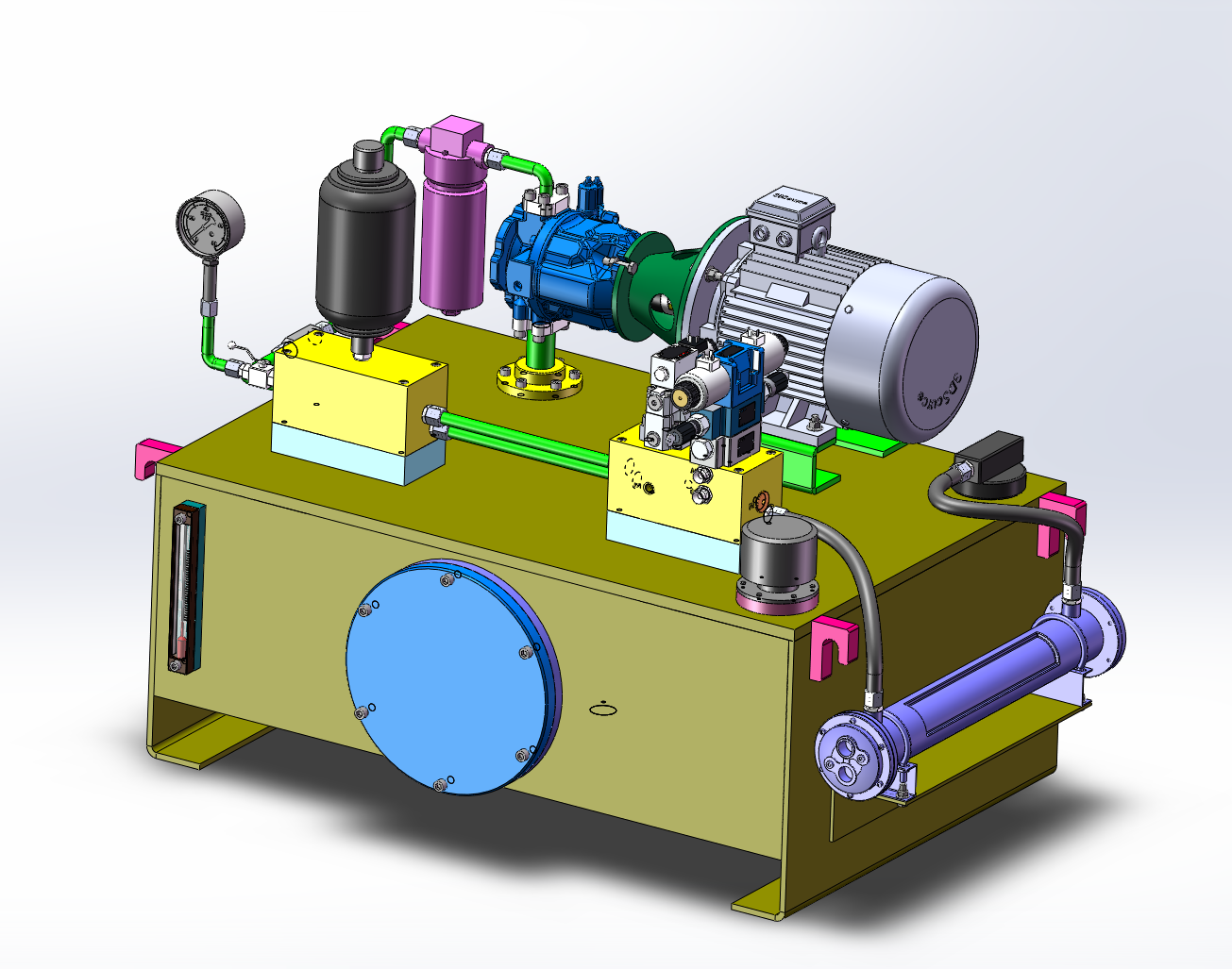 M7561-双作用缸液压动力站设计[含SW三维图]