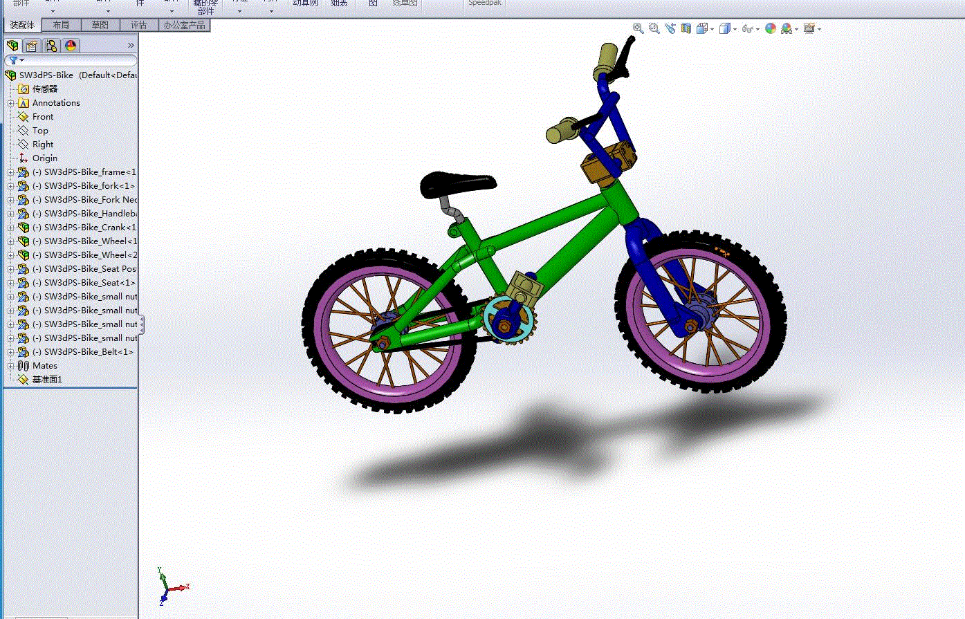 M7634-自行车建模和仿真[含SW三维图]