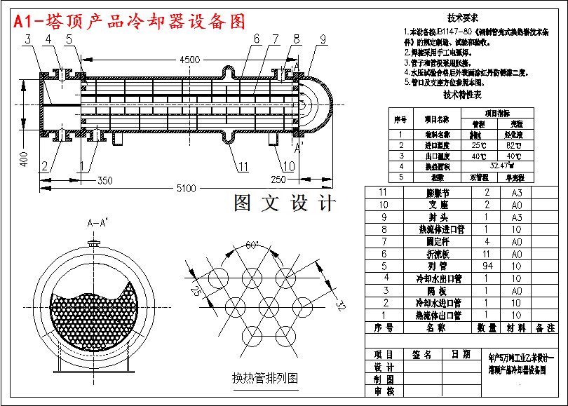 M3946-年产5万吨乙苯的工艺塔顶产品冷却器设计