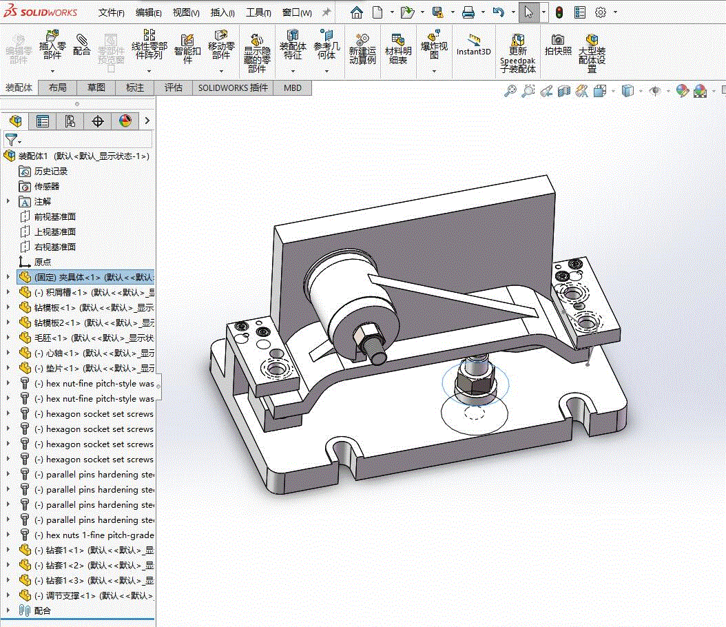 K1747-机油泵传动轴支架工艺及钻3-φ11和2-φ8孔夹具设计【含SW三维图】