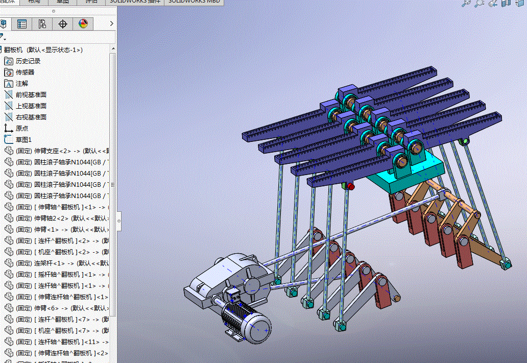 N3694-钢坯火焰清理机中的翻板机构设计【含SW三维图】