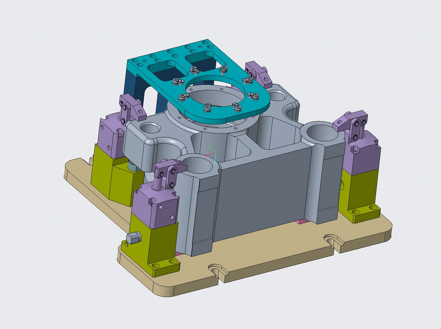 N3159-某马达座加工工艺及钻前端面8-M10螺纹底孔夹具设计【含Creo三维图】