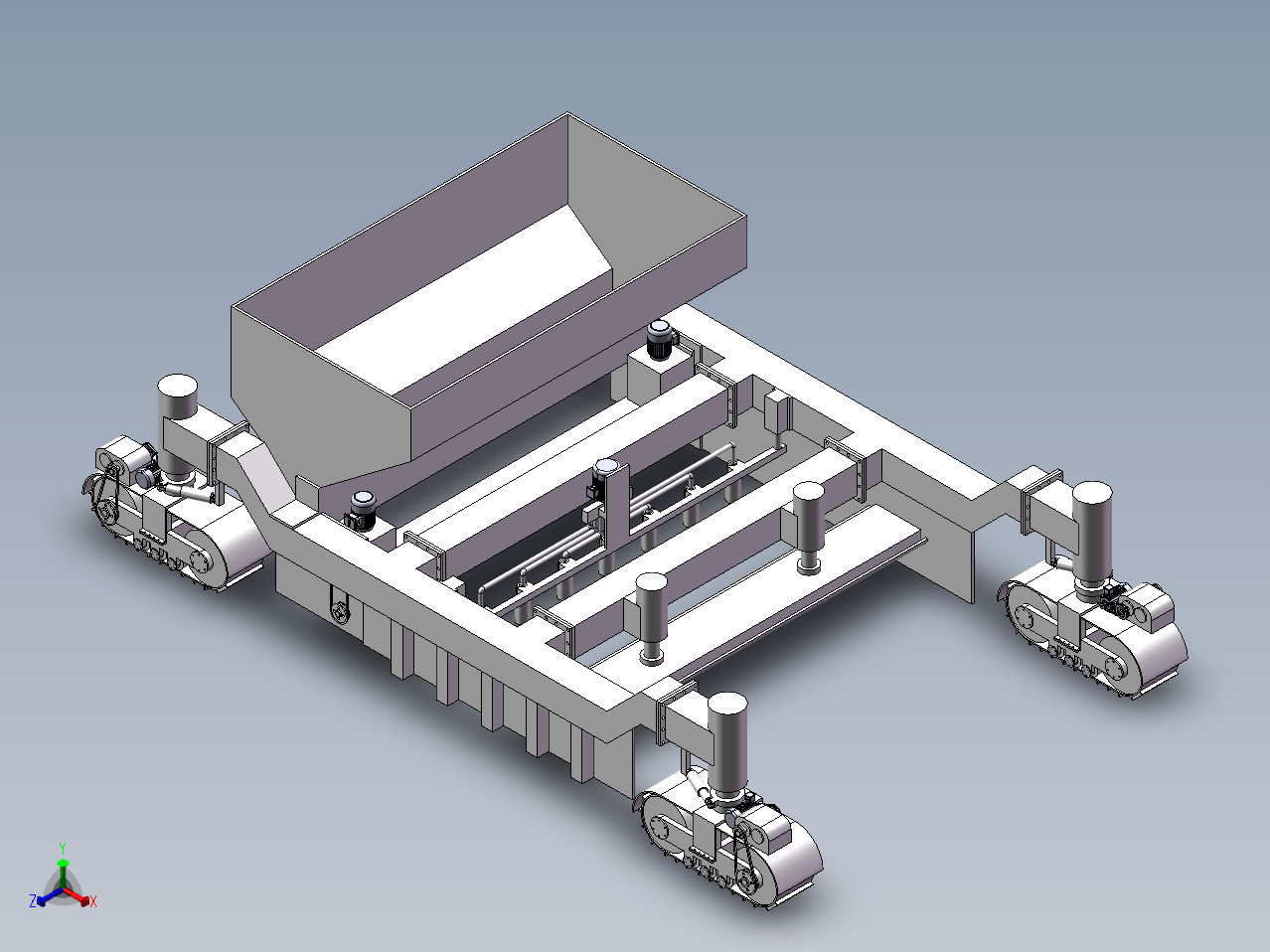 N3807-电驱动四履带水泥混凝土滑模摊铺机设计【含SW三维图】