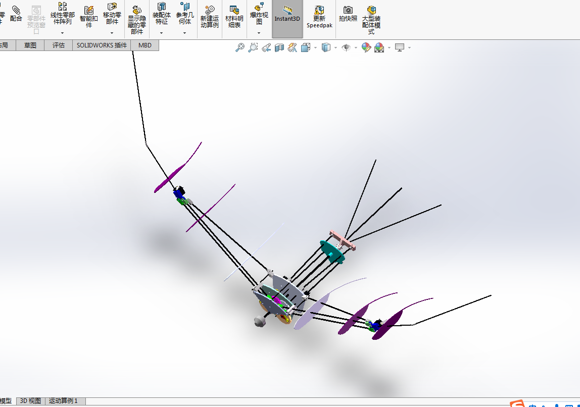 Z842-扑翼飞行机器人结构设计与分析【含SW三维图】